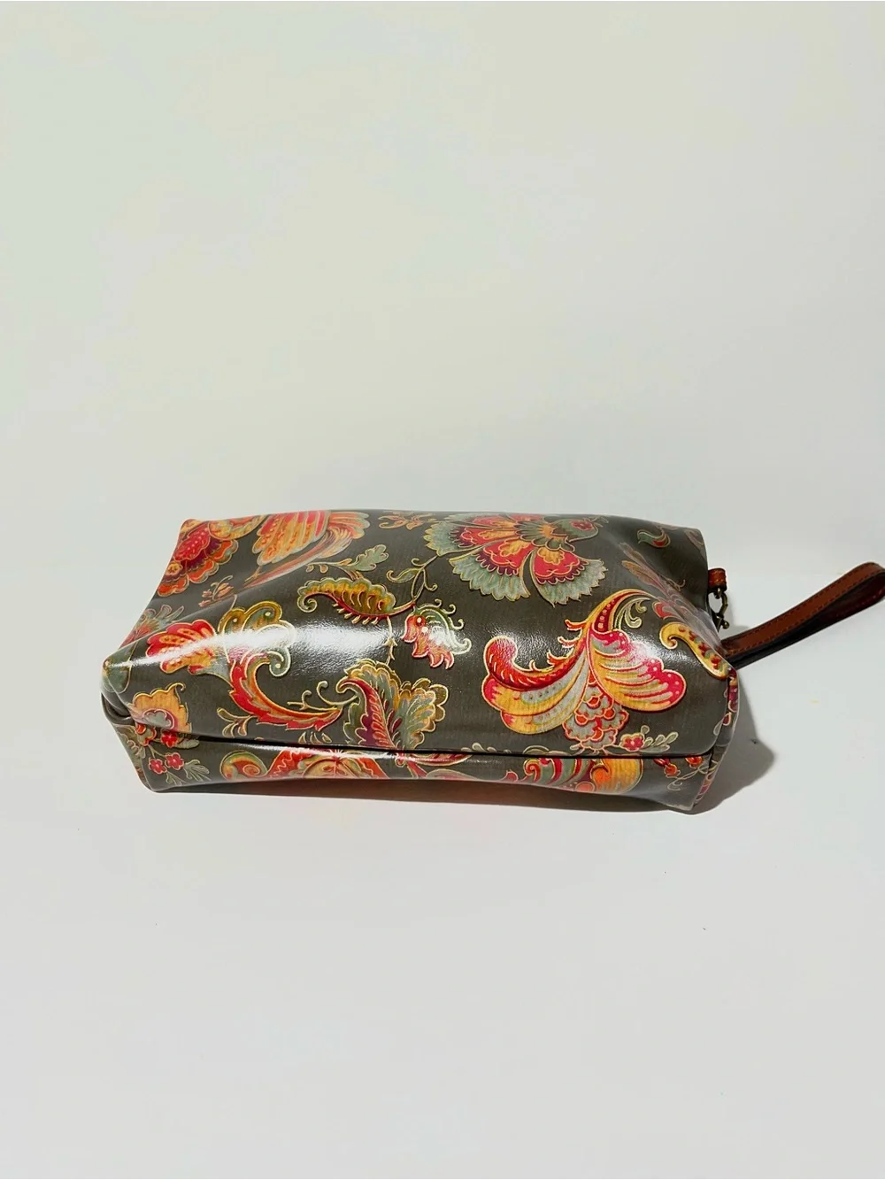 😍 Patricia Nash Olive Green Floral Paisley Wristlet Fold Over Clutch